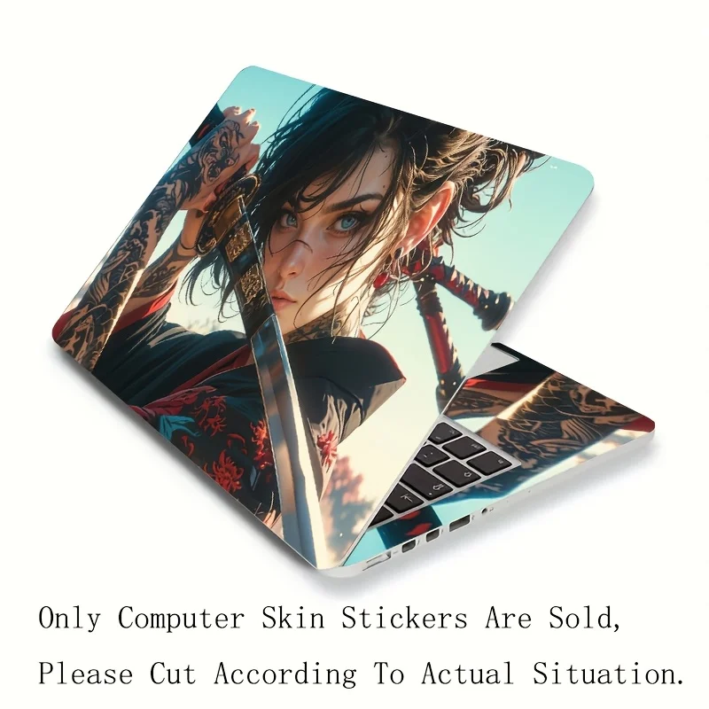 

Two anime girl-style stickers, scratch-resistant and wear-resistant decals for MacBook and other laptop cases, measuring