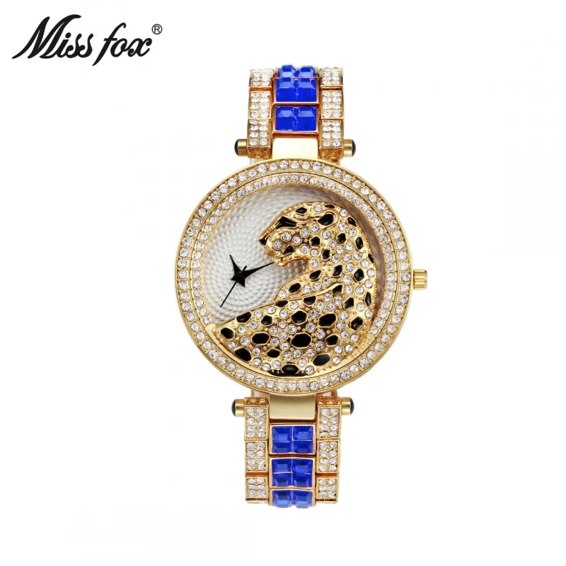 Official brand of free shippingHot Sale Quartz Watch Alloy round Waterproof European Fashion Leopard Full DiamondExquisite women