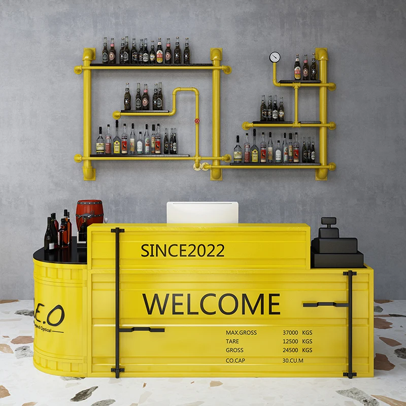 مخصص. قاعة البلياردو الصناعية ماكينة تسجيل المدفوعات النقدية صالة الألعاب الرياضية مكتب مقهى الرجعية الصناعية المنزل منصة مشروبات طاولة بار بار Cou