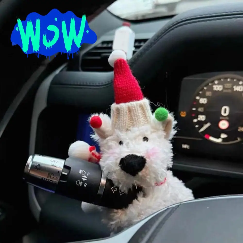 Kawaii Puppy Plush Doll Car Wiper & Turn Signal Switch Decoration Adorable Dog Clutch Decor for Home Party Gifts Decoration