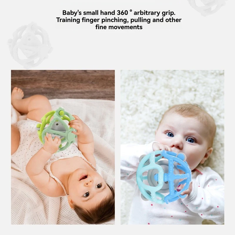 لعبة عضاضة للأطفال أثناء السفر، كرة إمساك من السيليكون خفيفة الوزن، عربة أطفال/مقعد سيارة، هدية تطوير حسية أثناء التنقل #5