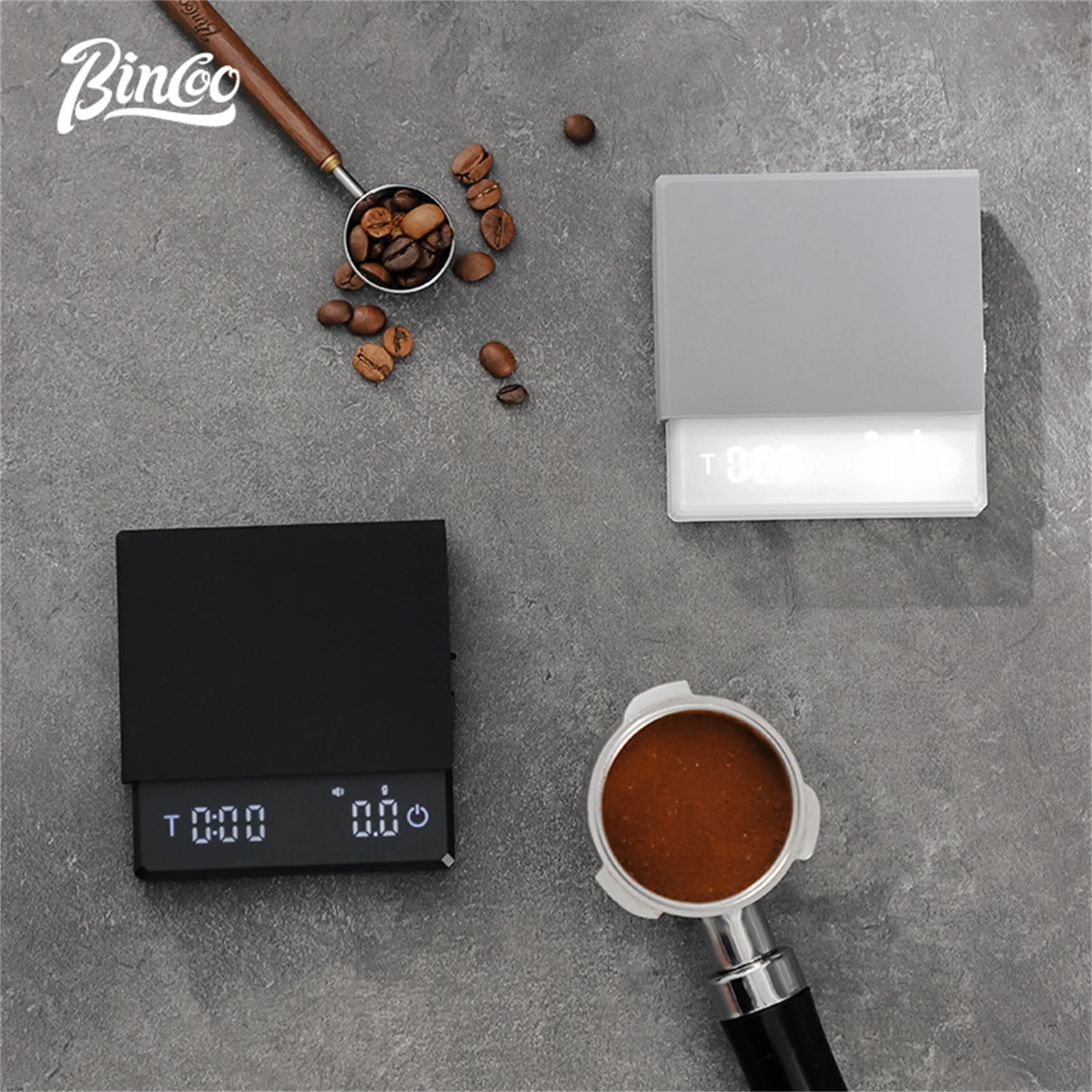 Bincoo مقياس القهوة الاحترافي مؤقت ذكي صغير 2 كجم/0.1 جرام جرام/أونصة/مل مقياس المطبخ الرقمي عالي الدقة أداة باريستا المنزلية