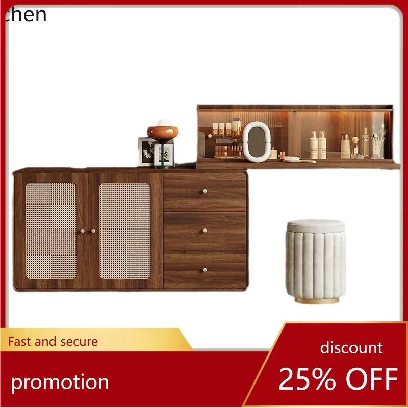 ZML Solid Wood Frame Dressing Table and Chest of Drawers Integrated Master Bedroom Extendable Corner Storage Makeup Desk