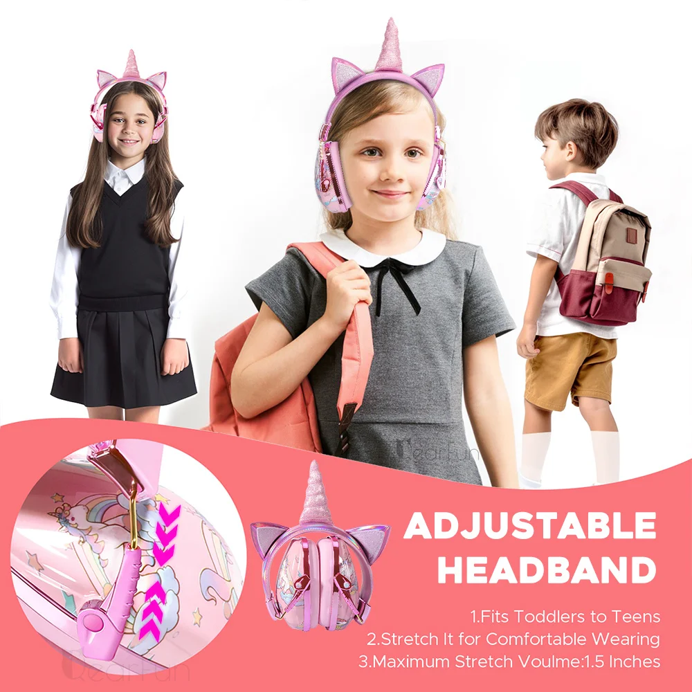 Lindo unicornio niños protección auditiva orejeras seguridad del bebé Anti ruido niños auriculares protectores auditivos protección de seguridad regalo para niños