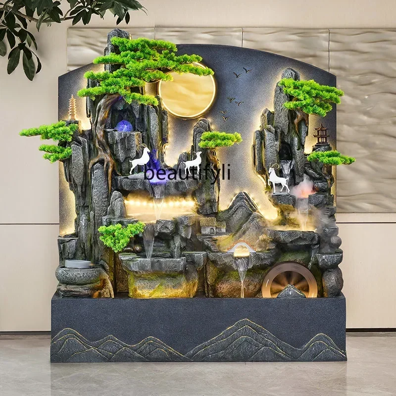 L1 Rockery flowing water ornaments fountain living room partition water curtain wall flowing water decoration courtyard balcony