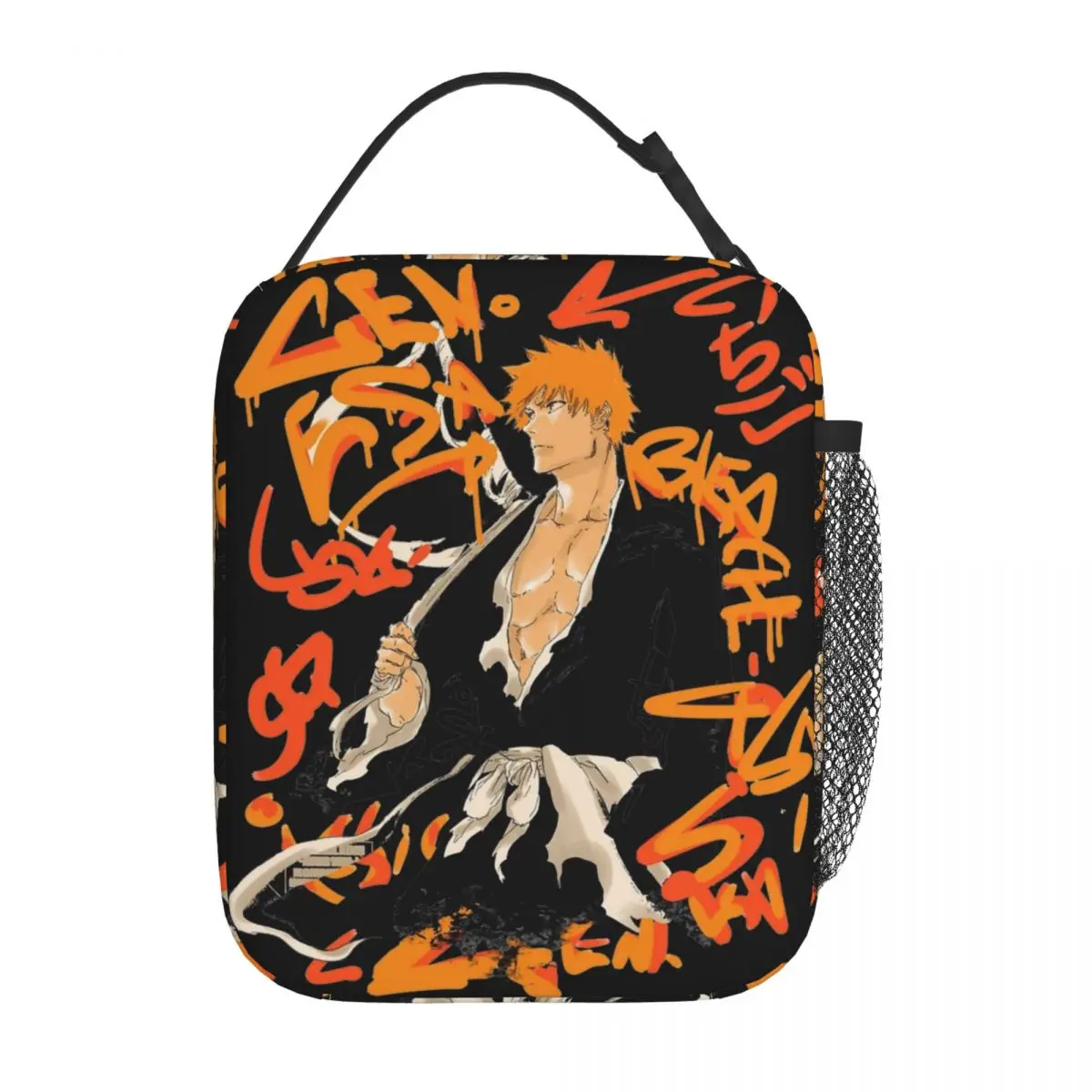 Bleach Ichigo Kurosaki Insulated Lunch Bags Cooler Bag Reusable Anime High Capacity Tote Lunch Box for Men Women Beach Picnic