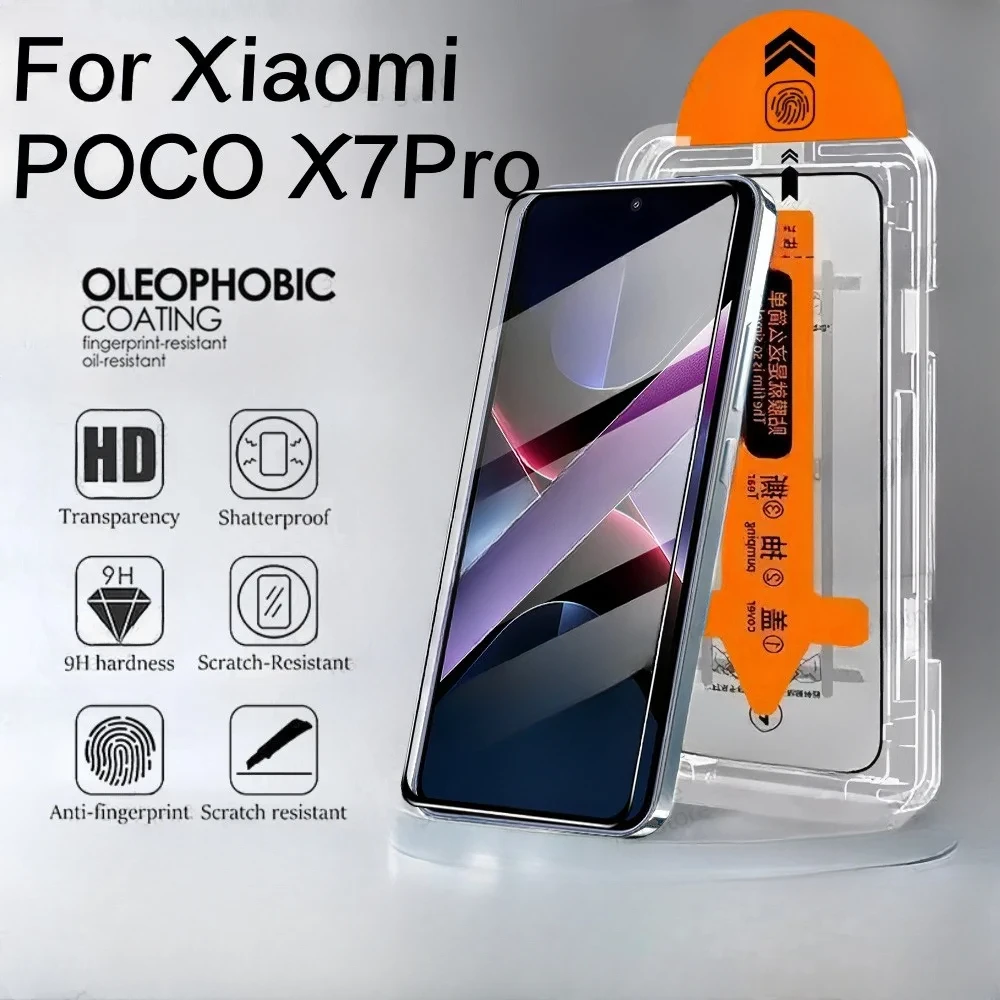 

2 шт., легко устанавливаемая закаленная пленка для Xiaomi Poco X7 X6 Pro, пылезащитная пленка для экрана Xiaomi Poco X7 X6, стекло премиум-класса