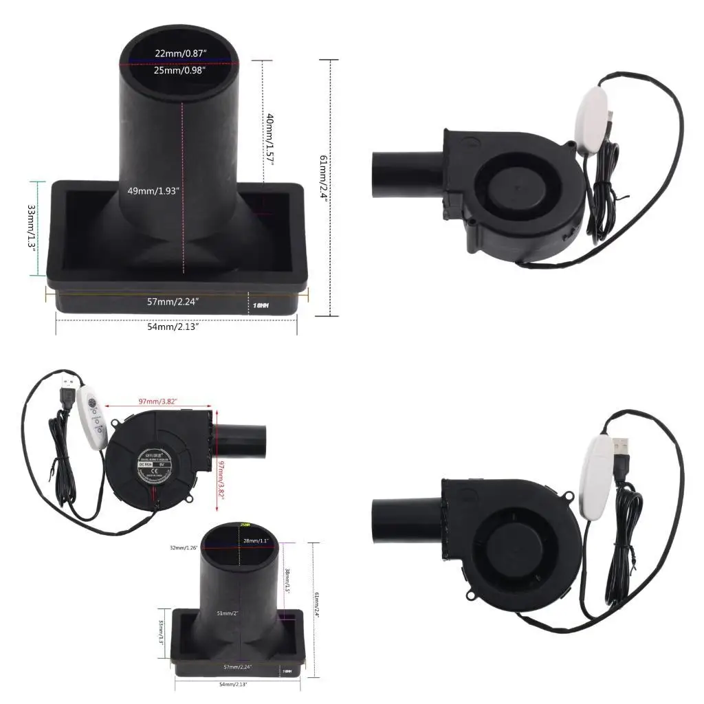 

R9UF USB Blower Fean 9733 Деревянная плита инструмент 5V2A 4800RPM Высокий воздушный вентилятор Volumn