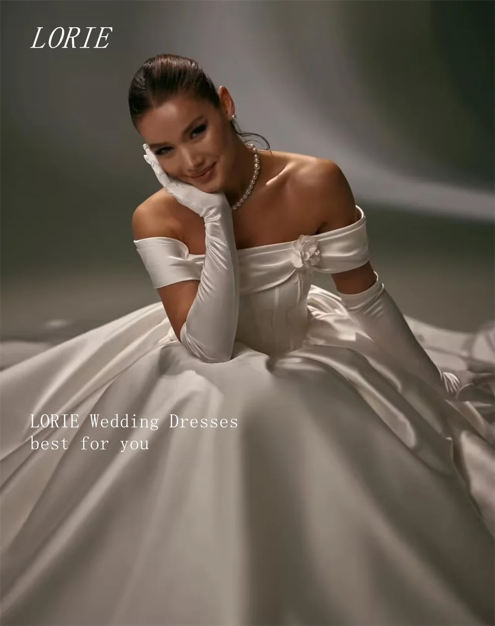 LORIE Luxury 3D A Line Civil Wedding Dress Off The Shoulder Bridal Dresses Appliques Flowers Wedding Gown Customized 2026