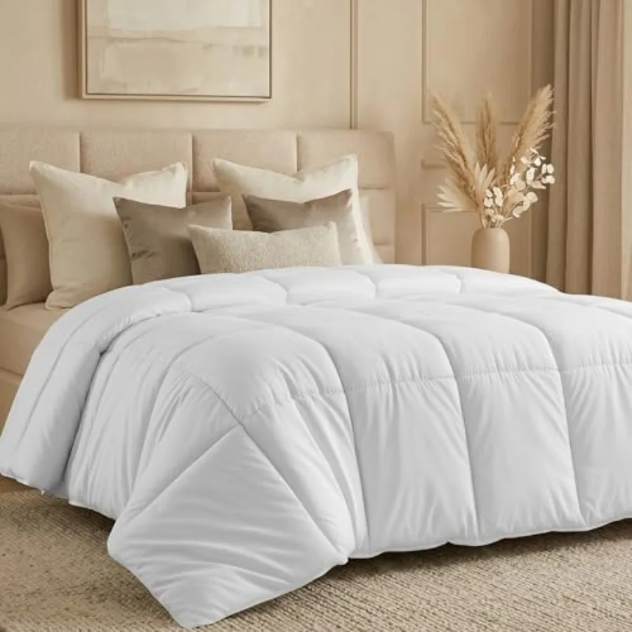 

Comforter Size 90 x 102 Inch, All Season Duvet Insert, Down Alternative Box Stitched Bed Comforter with Corner Tabs, Machine Wa