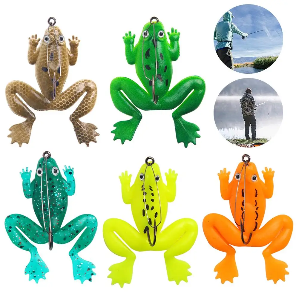 6cm 5.2g Soft Frog Lure Silicone Artificial Wobbler Fishing Bait 3D Eyes With Hook For Bass Pike Perch Catfish Tackle - view 4