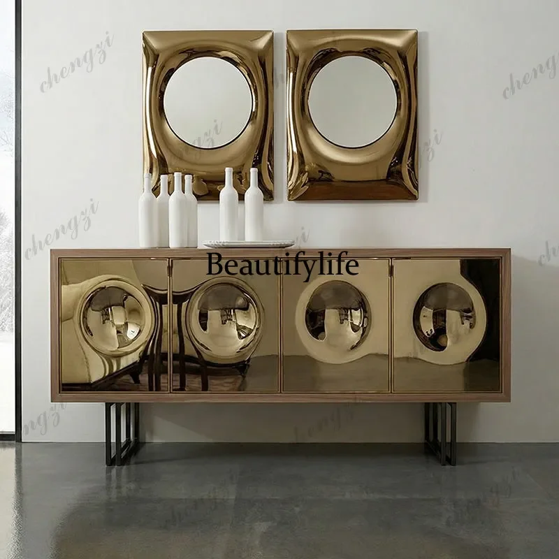 Italian light luxury solid wood dining side cabinet high-end villa home decoration locker post-modern entrance cabinet