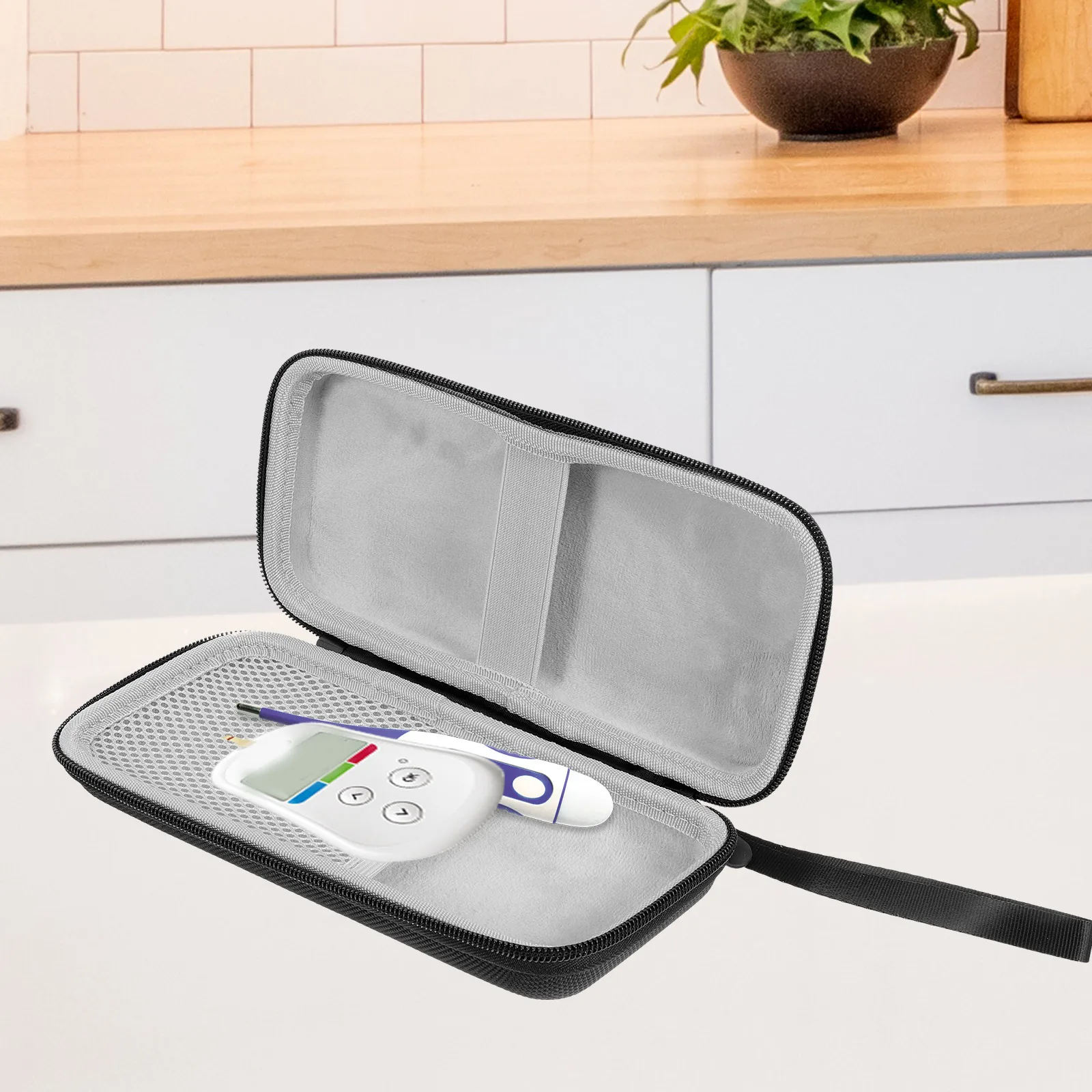 

Blood Glucose Meter Storage Bag Large Grey Portable Organizer Pouch Diabetic Supplies Travel Case carrying bag