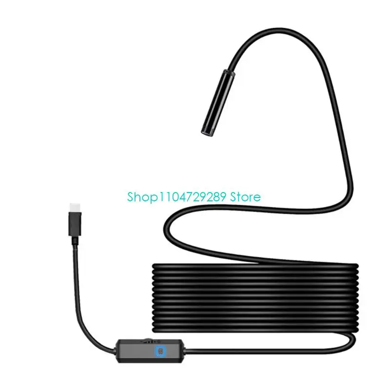 D8KE Machine Interior Camera with USB Endoscope Lens, Phone Screen Display, 5m Guide Cable and 6 LED Beads for Engine Bay and