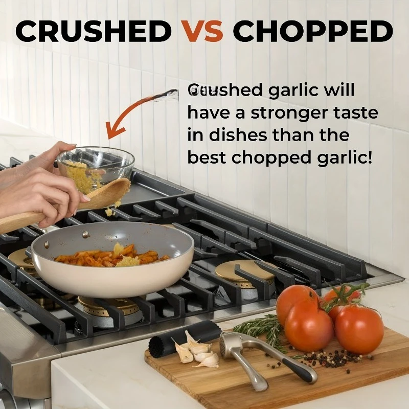 

Three-piece 304 stainless steel garlic press rocker steel garlic crusher crusher cutter with peeler brush