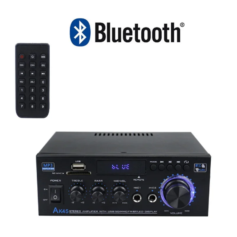 Canale 2.0 Suono Surround Amplificatore Digitale HiFi AK45 Bluetooth MP3 AMP Supporto 90V-240V per Home Car MAX 300W * 2 per Altoparlanti