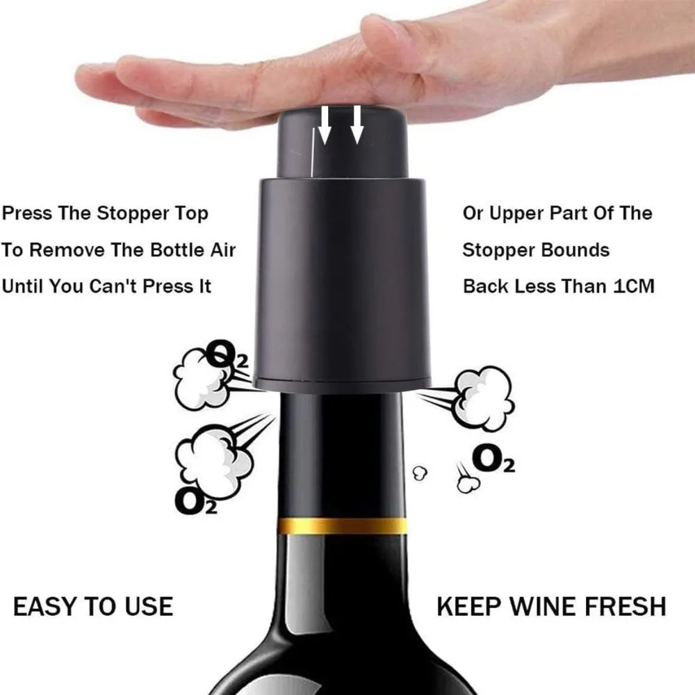 Reusable Wine Bottle Stopper Press Style Graduated Vacuum Wine Preserver Barware Bar Tool Vacuum Pump Corks