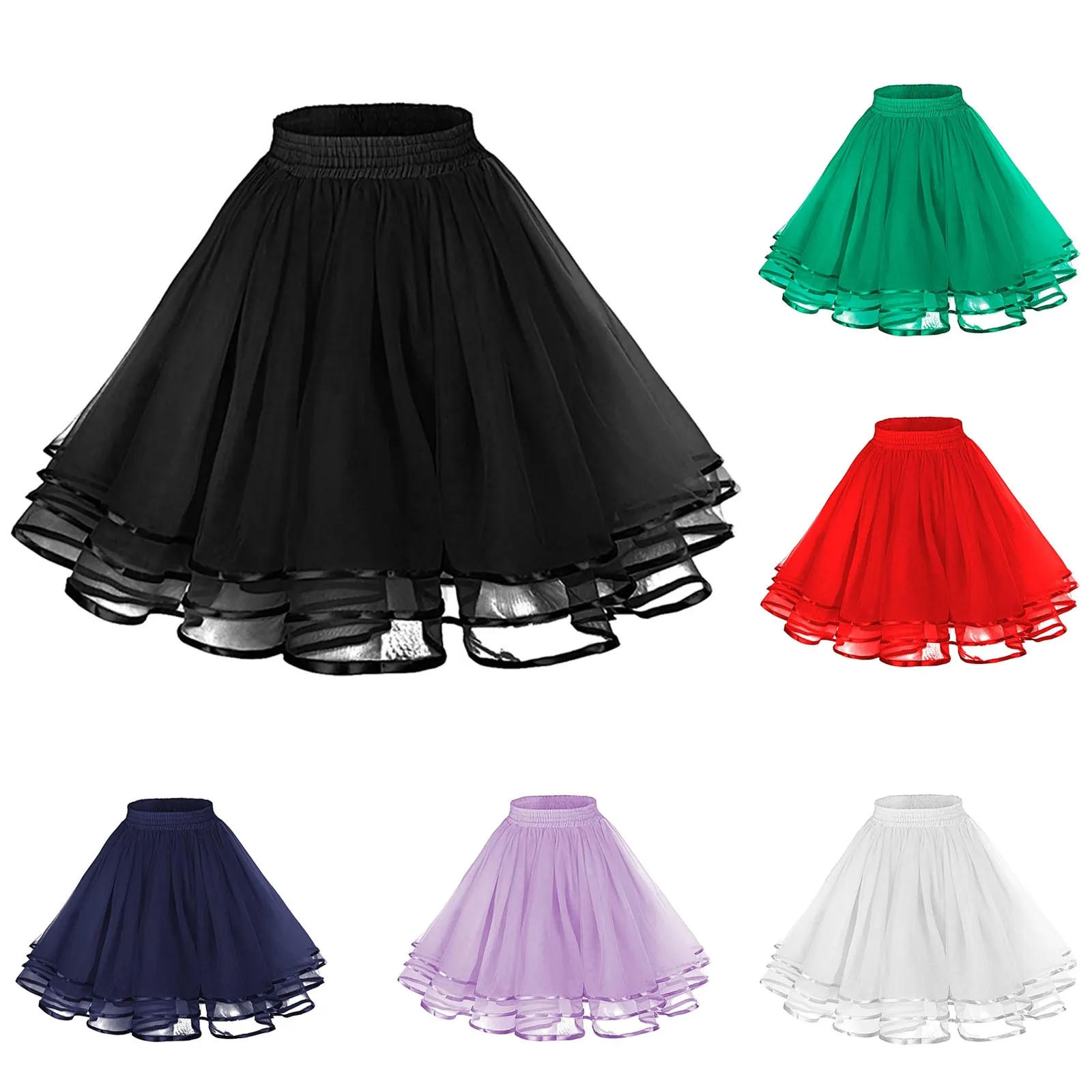 

Carnival Solid Colour Performance Costume Half Skirt Women's High Waisted A Line Short Half Body Skirt Fashion Party Puffy Skirt