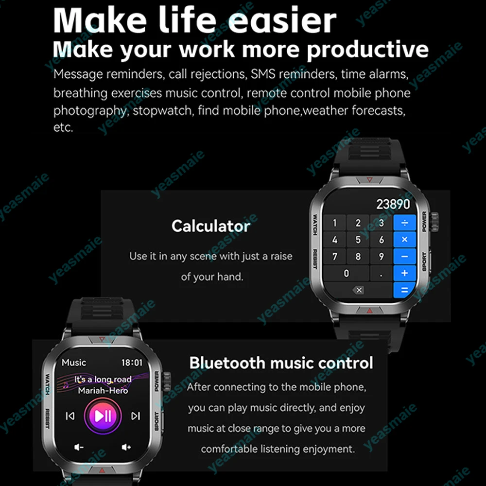 2024 New in Rugged Military GPS Smart Watch Men Bluetooth Call Health Monitoring AI Voice Sports Waterproof Smartwatches Women