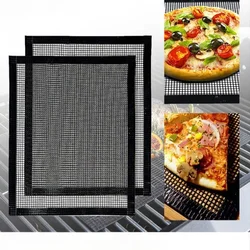 1pc Non-stick Barbecue Grilling Mats Reusable Heat Resistance Grilling Net Grid Shape BBQ Mesh Mat for Outdoor BBQ Tools