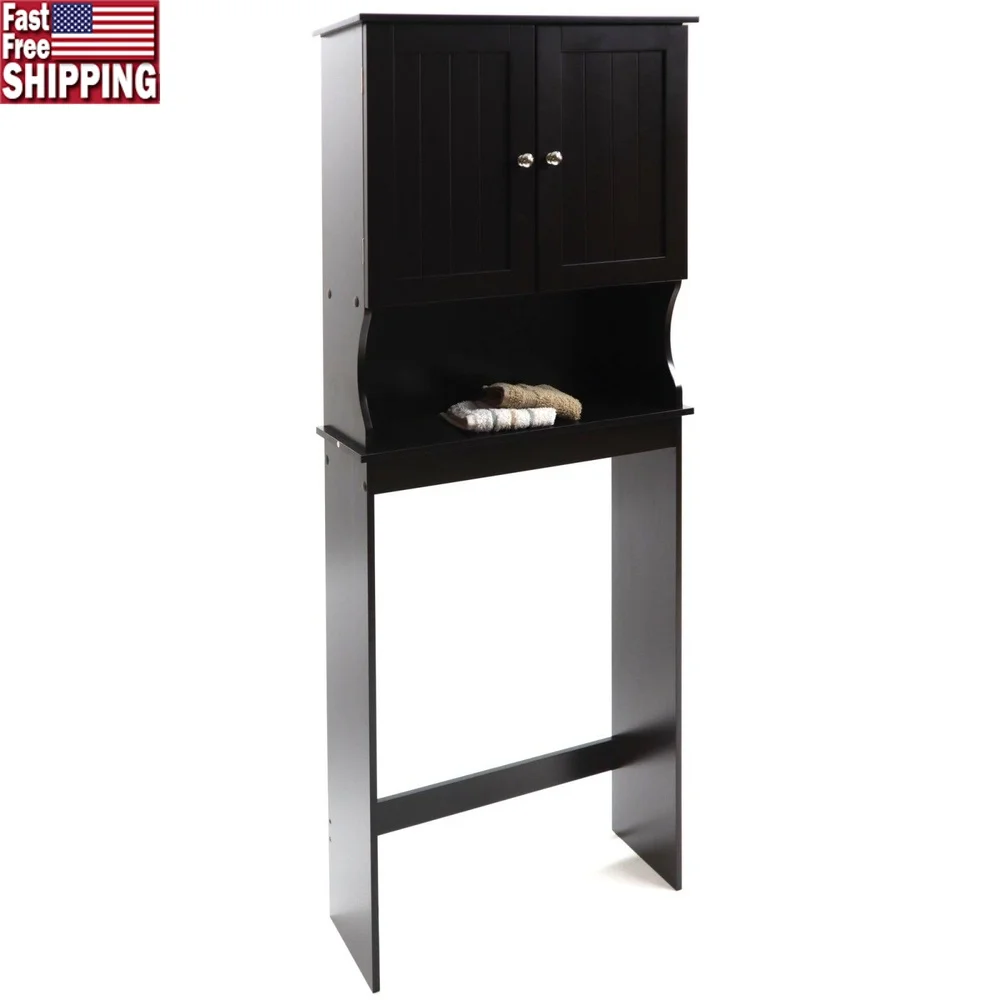 

Экономия места над унитазом с регулируемыми полками, двумя дверцами, отделка эспрессо, прочная конструкция, комплект защиты от опрокидывания в комплекте