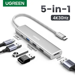 UGREEN USB C HUB 5-in-1 Type-C to HDMI Adapter 4K30Hz PD100W Dock USB-C 3.1 Splitter for MacBook iPad Pro Air Laptop USB Docking