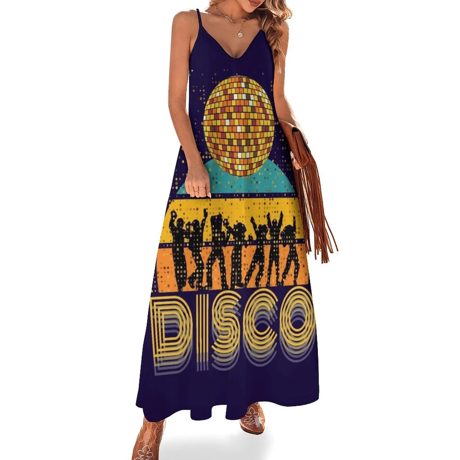 

Disco 70's 80s Themed Shirt Vintage Retro Dancing Old School Sleeveless Dress Party dresses Elegant gown