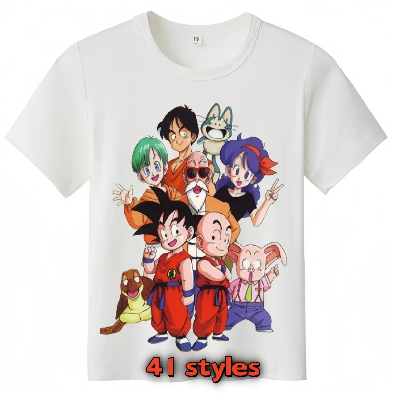 

New Gragon Ball Anime Figure Sun Wukong T-Shirt Collaboration Half Sleeved Boy Short Sleeved Student Summer Custom Clothing
