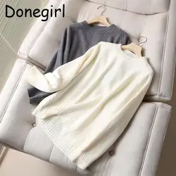 Donegirl Women 2023 Fashion New Autumn Winter Round Neck Cape Style Knitted Sweater Pullovers Solid Simple Tops Female Jumper