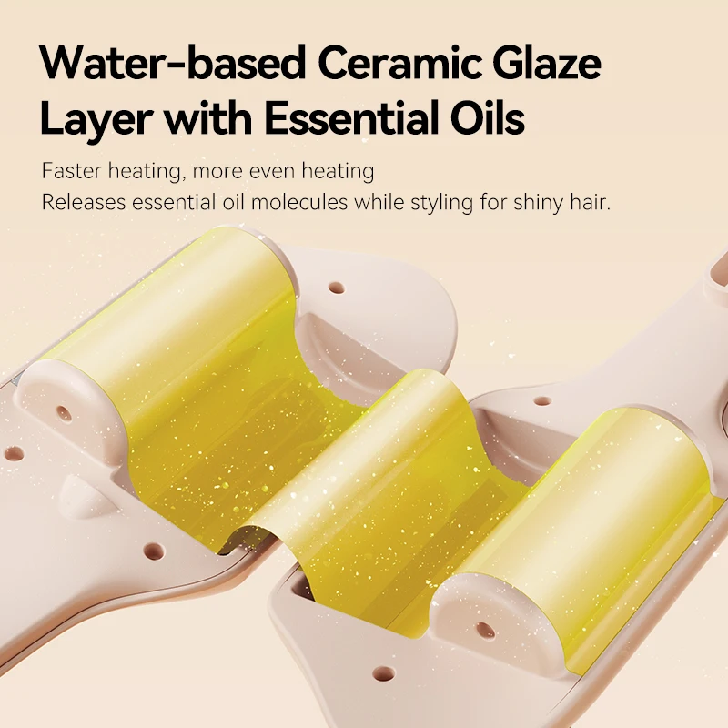 مكشكش شعر مموج عميق 40 مم مع أيون سالب - مكواة تجعيد بدرجة حرارة قابلة للتعديل للشعر المتموج طويل الأمد، مضاد للتجعد #3