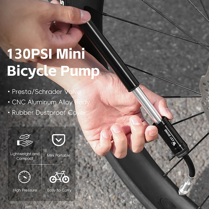 WEST BIKING Portable Bicycle Pump High Pressure With Hose MTB Road Bike Schrader Presta Valve Aluminum Alloy Cycling Inflator