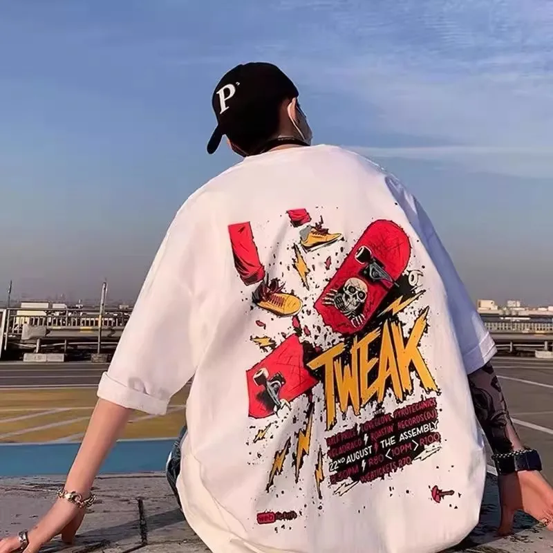 

Летняя тенденция, высококачественная футболка с короткими рукавами, мужская и женская одежда, модный брендовый свободный уличный модный топ из чистого хлопка