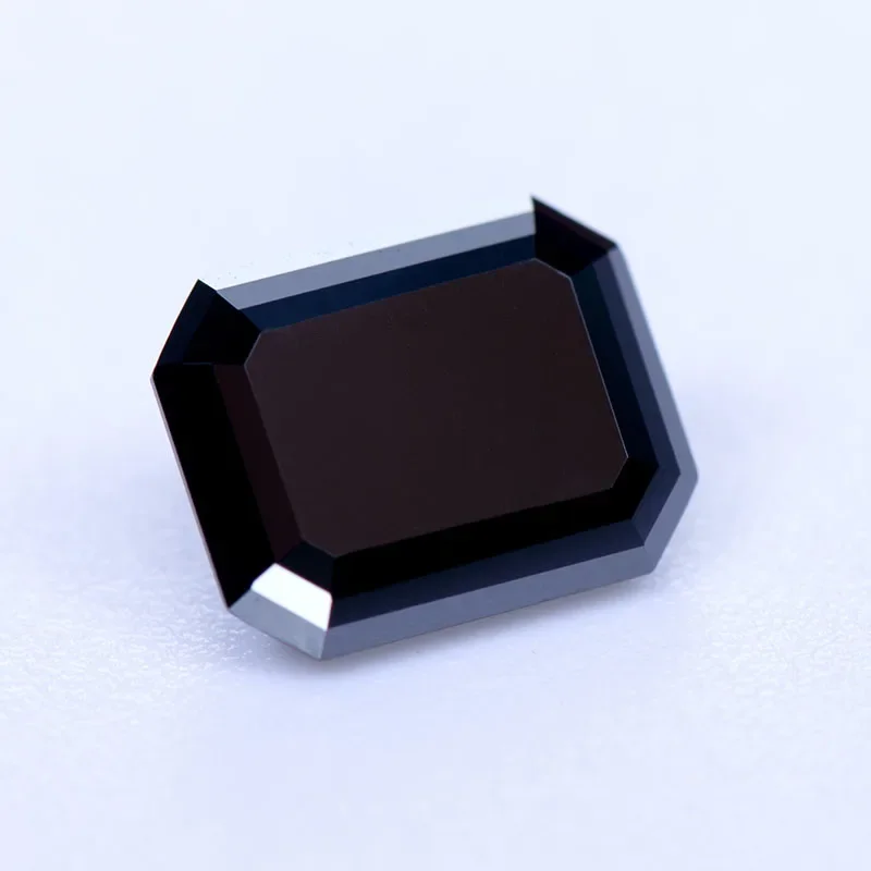 Moissanit-Stein, Smaragdschliff, natürliche schwarze Farbe, künstlicher Edelstein, DIY-Ring, Halskette, Ohrringe, Hauptmaterialien mit Zertifikat – Detail 2