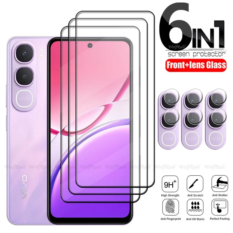 

Защитное стекло 6-в-1 для Vivo Y21d, закаленное стекло для телефона Vivo Y21d, защитное стекло с полным покрытием и клеем для экрана, защитное стекло для объектива Vivo Y21d