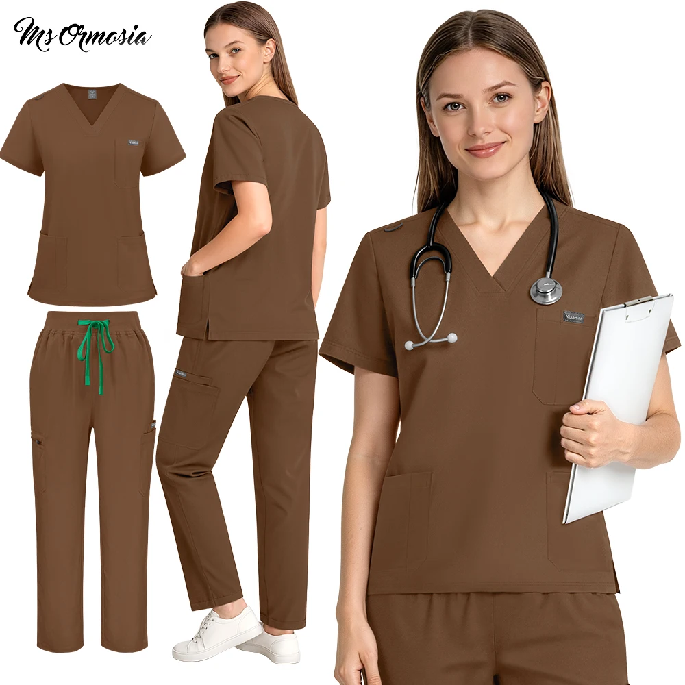 Hospital Scrub Suits Stretch Breathable Workwear Women Man Straight Leg Set Clinical Nursing Clothes Medical Scrubs Uniforms New