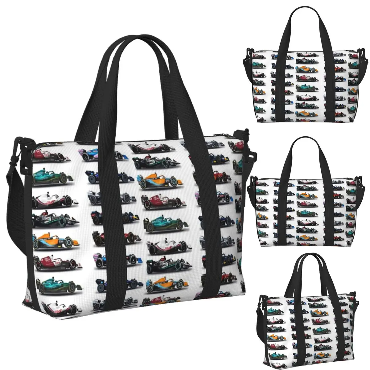 

Custom F1 All Cars 2022 Beach Travel Bag Large Capacity Tote Bags for Gym Yoga Women Shopping Duffle Shoulder Bag