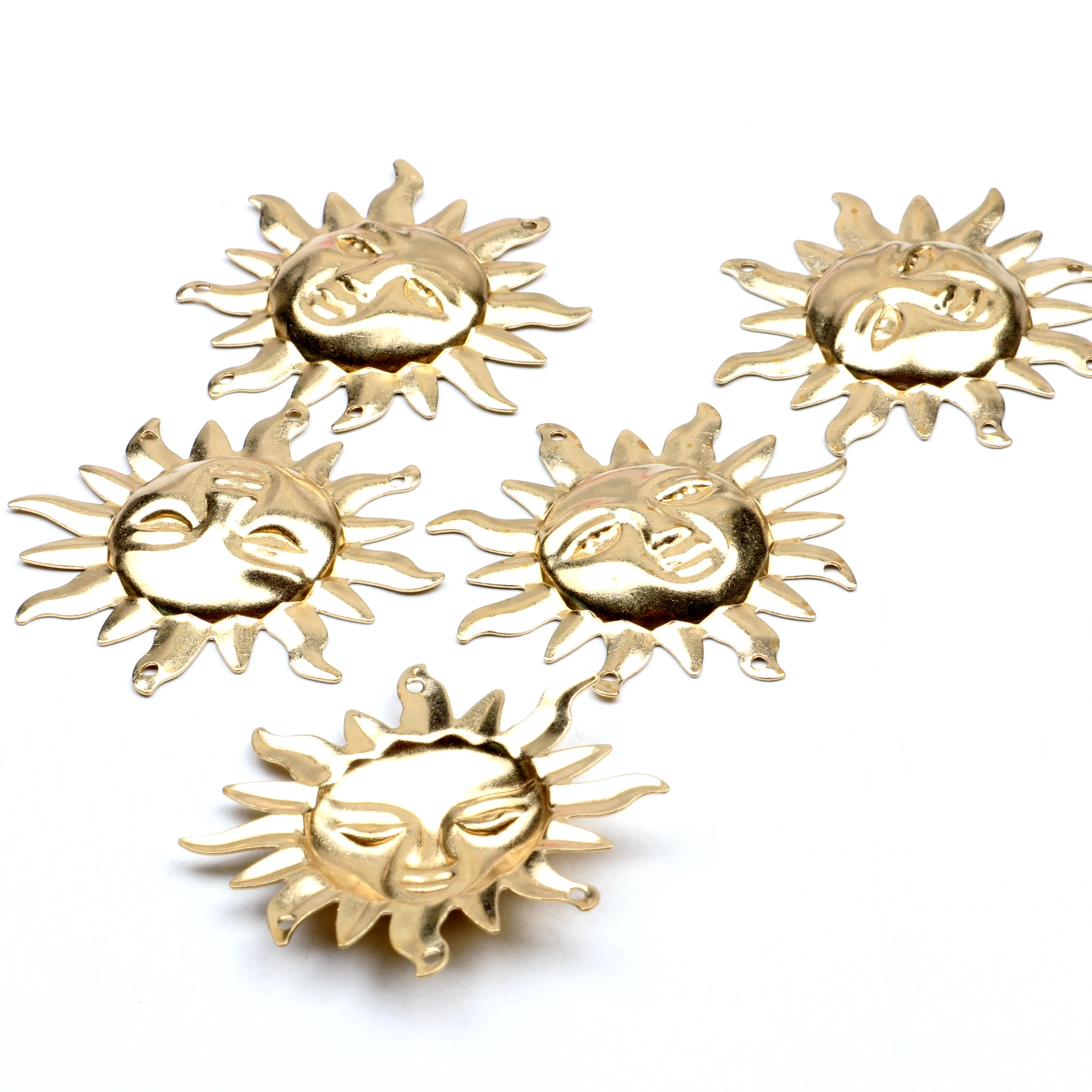 Hammered Charms,Brass Sun Shaped Pendant,Findings Accessories For Diy Earrings Necklace Bracelet DIY Making,Jewelry Supplies