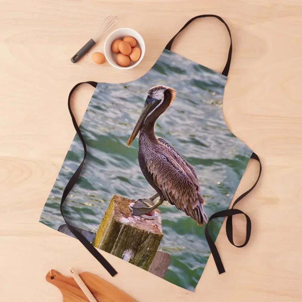 

Pelican on a Post Apron Kitchen Women Ladies Chef Accessories Cleaning Products For Home Apron