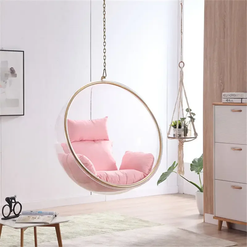 Transparent Bubble Chair Hemisphere Hanging Chairs Acrylic Hanging Basket Swing  Lounge Chair Hanging Ball Space Patio Swings