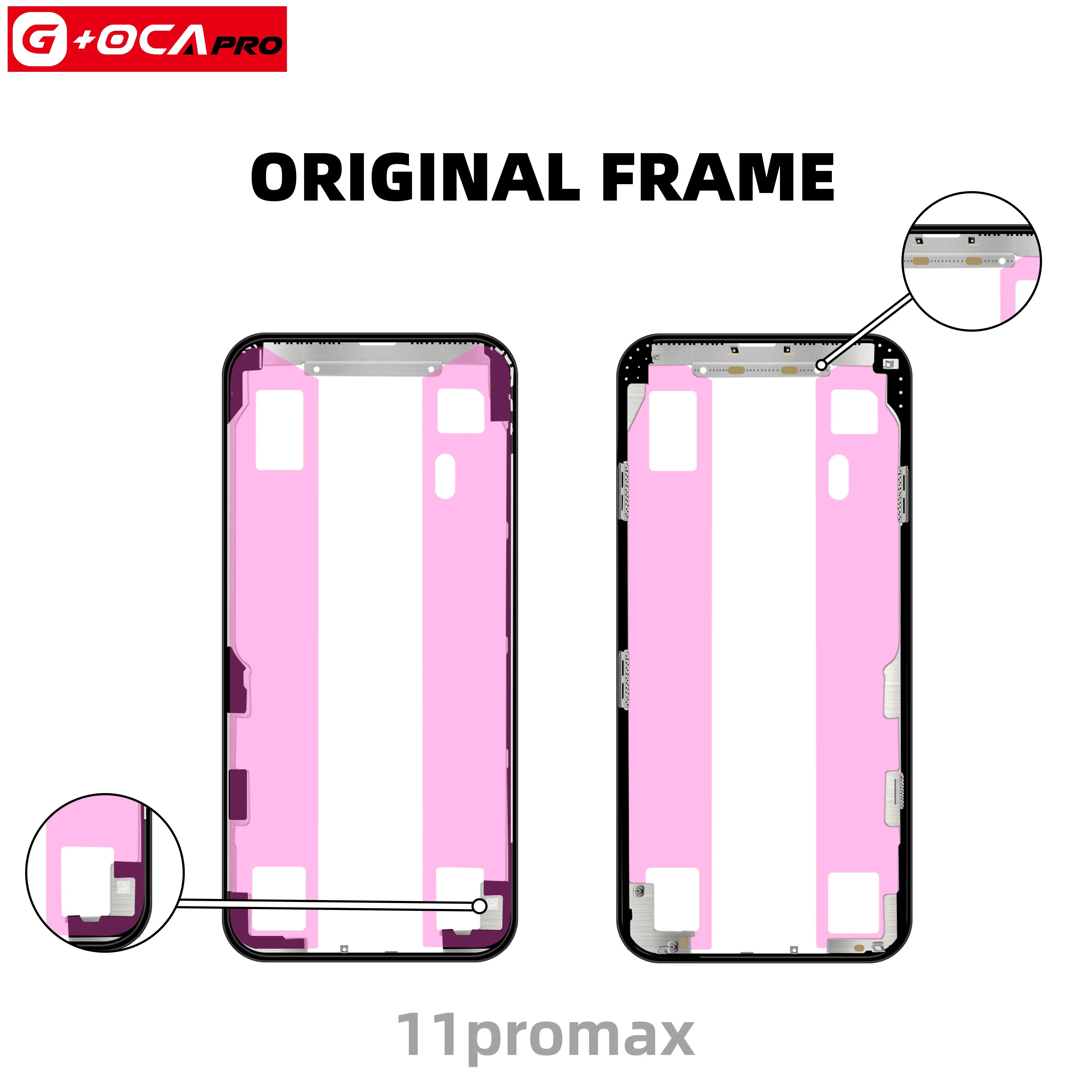 1PCS G+OCA Orignal Middle Bezel Glass Frame For X XS XSMAX 11PRO 12 12PRO 12PROMAX  14promax LCD middle frame replacement parts