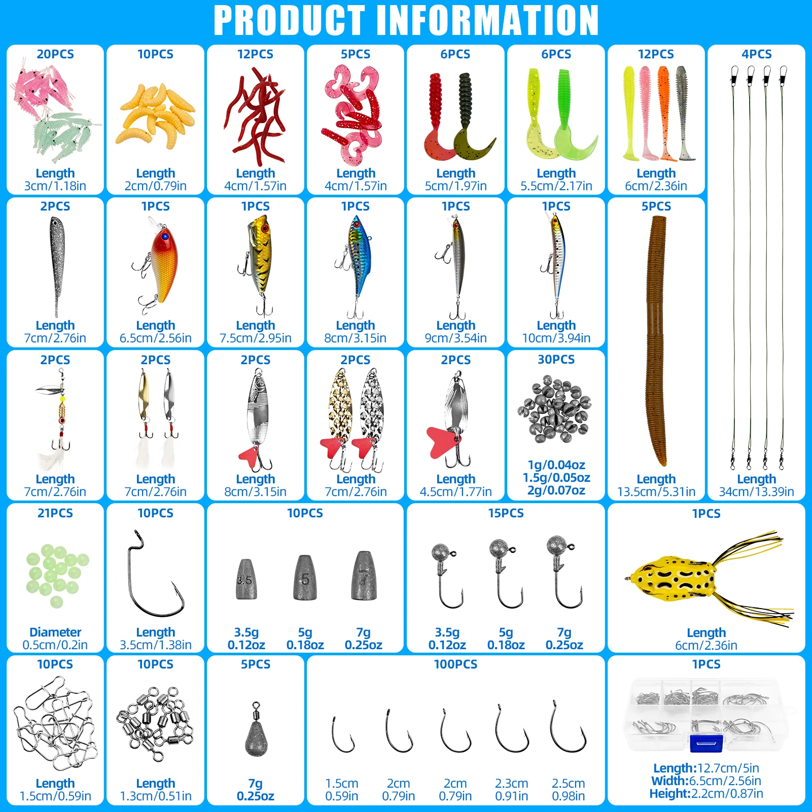 Kit de pesca FREE FISHER - Caja con vinilos, cucharillas y plomos - imagen 2