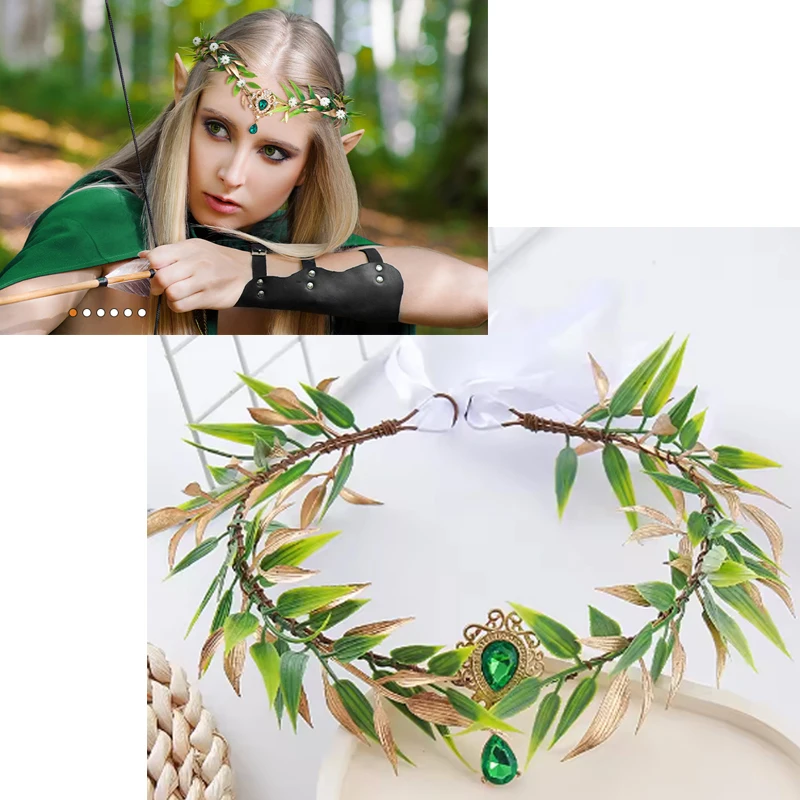 

Enchanted Forest Fairy Leaf Crown Headpiece - Delicate Women's Costume Accessory for Cosplay Halloween Elf Princess