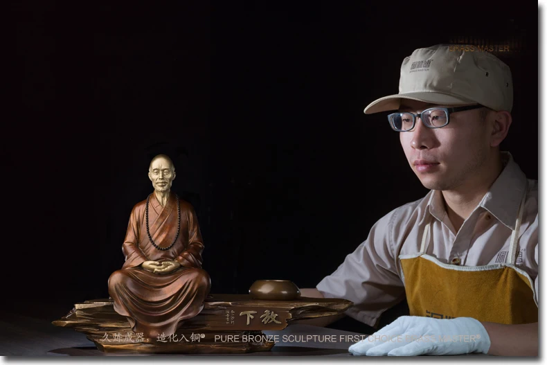 GOOD LUCK  Home office Business TOP Decor ART -Buddhism Spiritual practice ART BRASS Hand engraving art sculpture  42CM