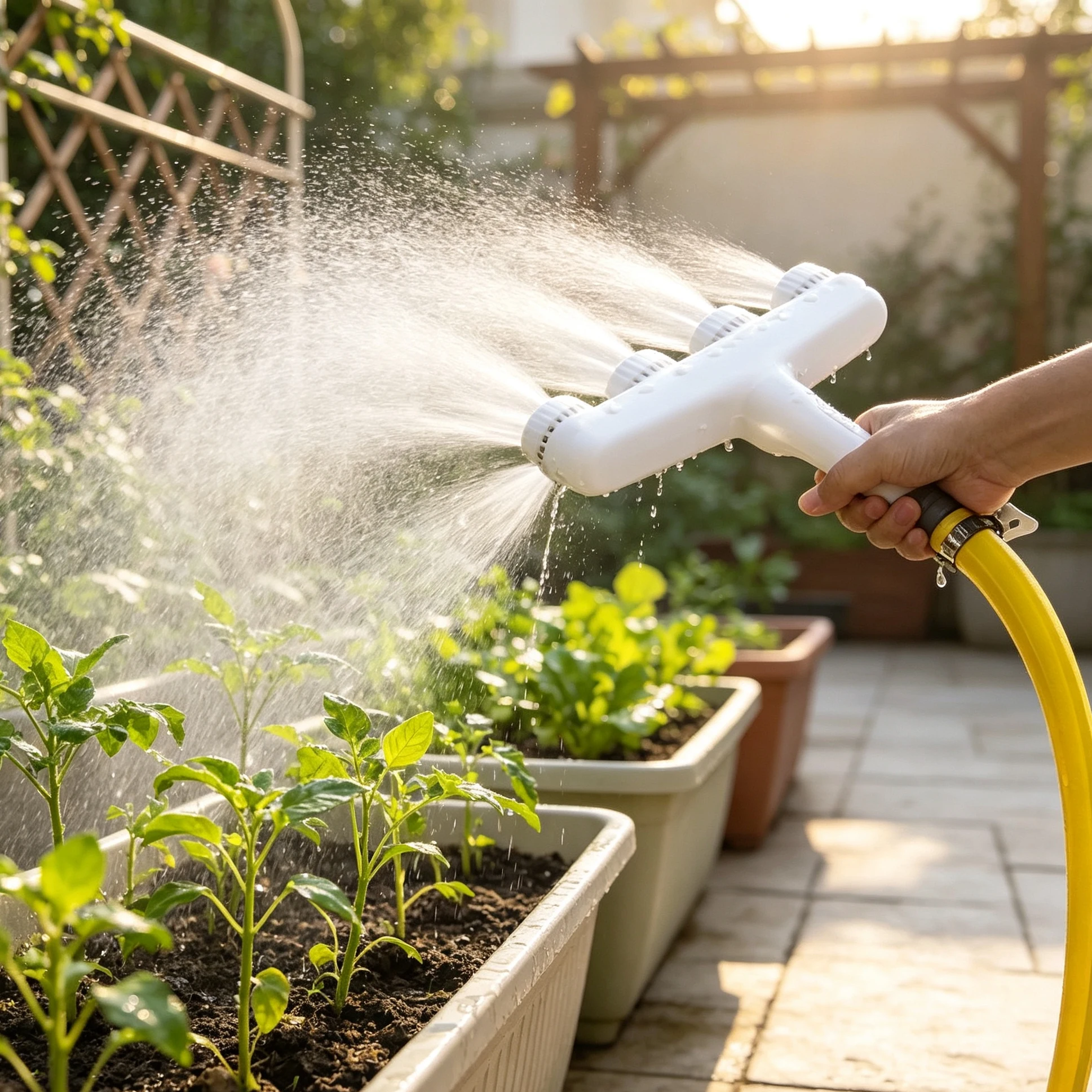 Adjustable MultiHead Atomizing Water Sprayer Nozzle Large Flow Porous Sprinkler Outdoor Garden Lawn Seedling Watering Irrigation