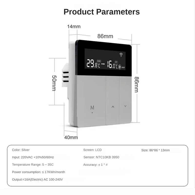 AVATTO Tuya WiFi Smart Thermostat Temperature Controller 100-240 V Remote Electric Control, Home Yandex-A23U