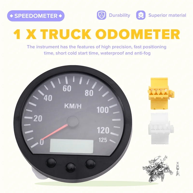 عداد سرعة الشاحنة بقطر 140 مم عالمي 0-125 كم/ساعة عداد المسافات يتميز بإضاءة خلفية 9-36 فولت Power-A97E #6