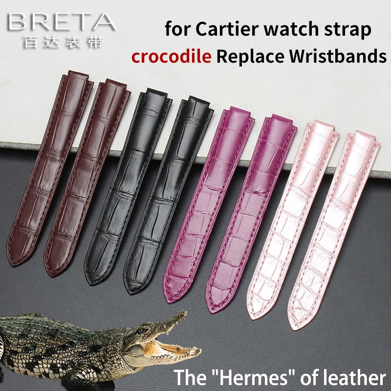 Customized Convex alligator leather watch straps for CARTIER watch BALLON BLEU DE CARTIER Replacement wristband Crocodile 18x11