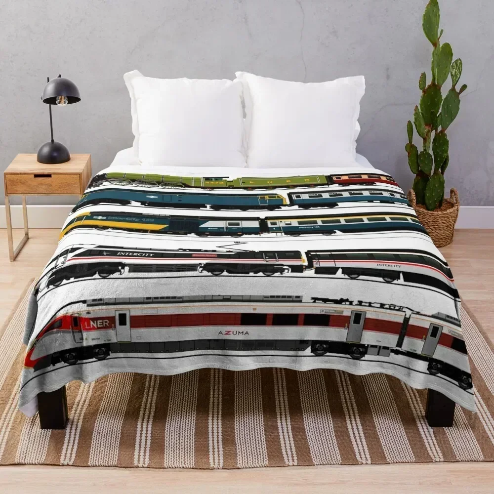

British Locomotives Throw Blanket Stylish Couch Blanket for Home Living Room