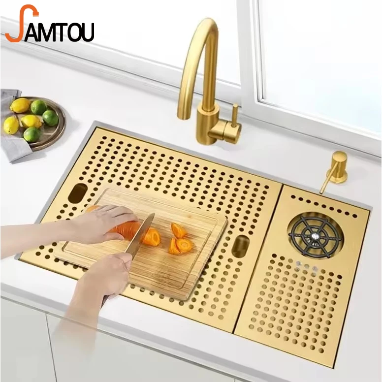 Samtou Hot selling multifunctional nano gold commercial restaurant kitchen sink with faucet