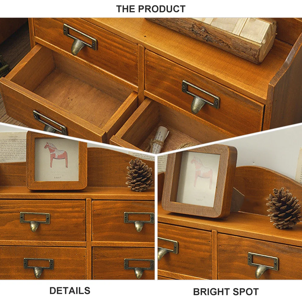 

Skin Care Product Storage Box Retro Wooden Drawer Type Organizer For Makeup Jewelry Sundries Desktop Dressing Table Decoration